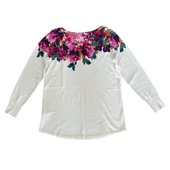 Soft Surroundings pullover sweater cream, shades of pink floral Size Small - Picture 2 of 5